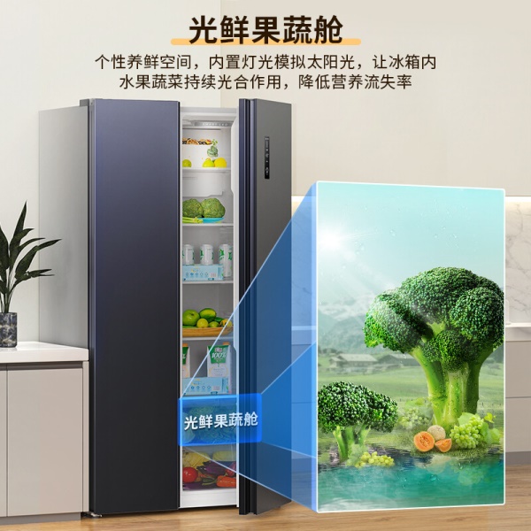 创维(SKYWORTH)【光鲜系列】637升风冷无霜 对开门双开门冰箱 变频一级能效超大容量净味冰箱